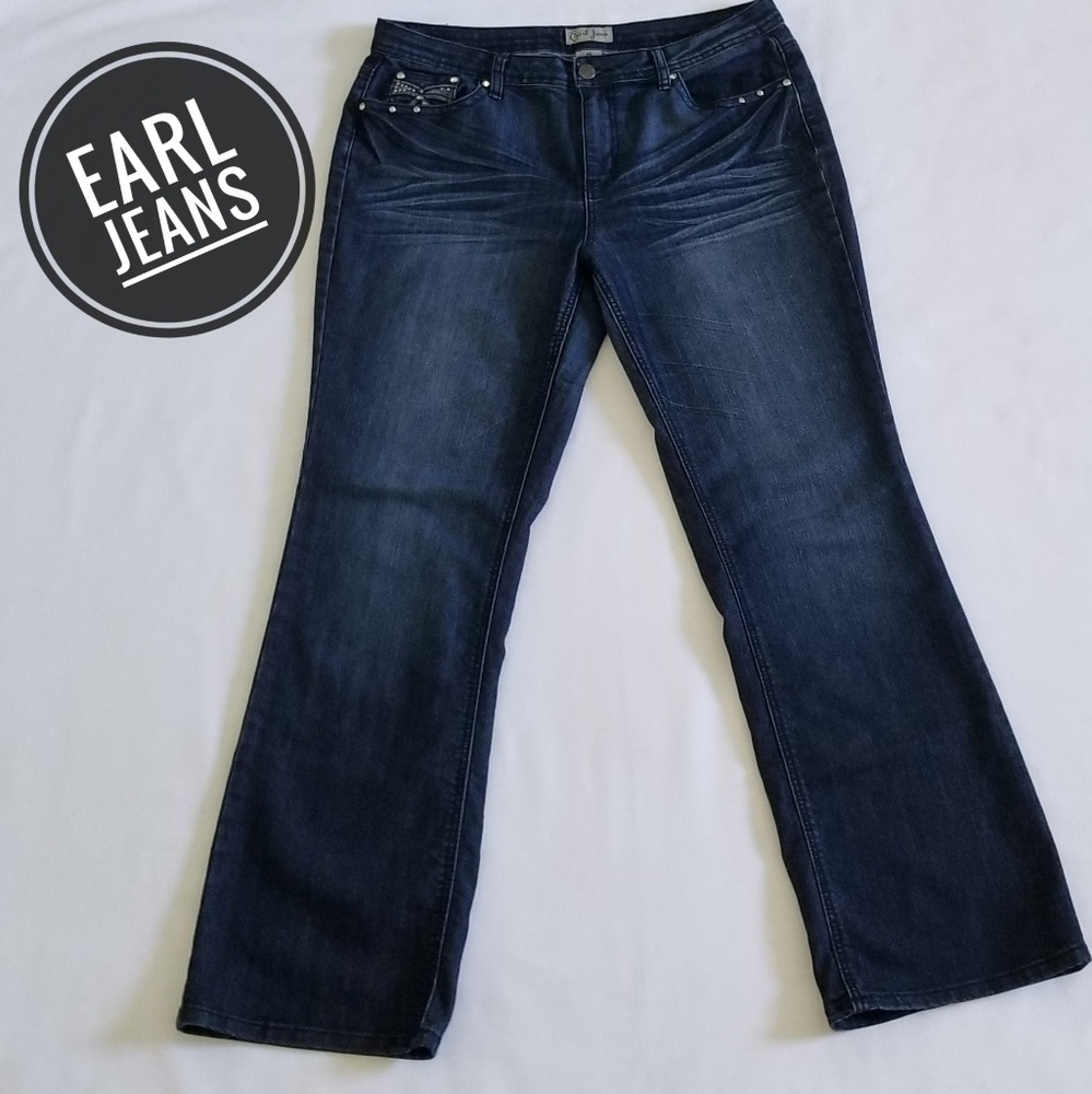 Denim rhinestone jeans by Earl Jean - Size 14